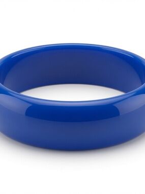Blue Resin Bangle Bracelet 65mm Glossy Statement Bracelet